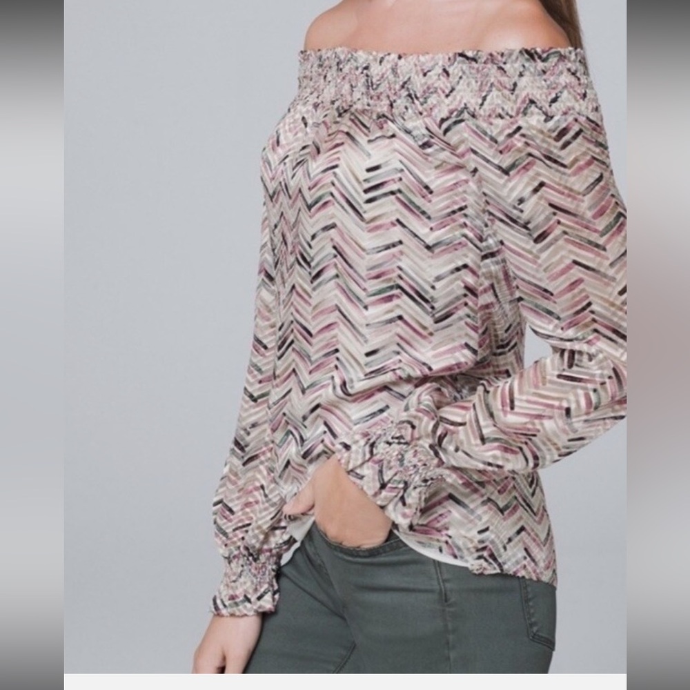 White House Black Market Women's Off-Shoulder Chevron Top